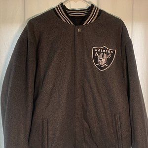 JH RAIDERS REVERSIBLE WOOL / NYLON VARSITY JACKETY MENS SIZE XL